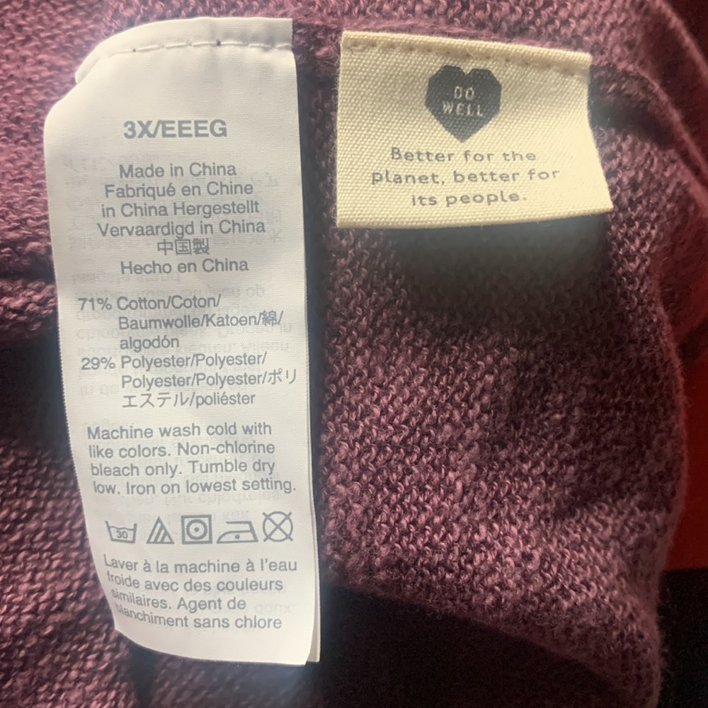 MADEWELL Marled Ellendale Sweater‎ Tee. Plum. COTTON LINEN BLEND. 3X - Picture 4 of 10